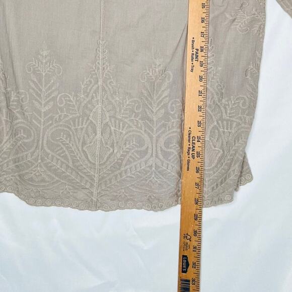 Chico.s size 3 beige top embroidery boho chic minimalist travel cottagecore - Picture 9 of 9